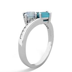 Aquamarine Channel Set Two Stone 14K White Gold ring R5303