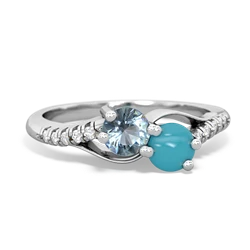 Aquamarine Infinity Pave Two Stone 14K White Gold ring R5285