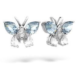 Aquamarine Butterfly 14K White Gold earrings E2215