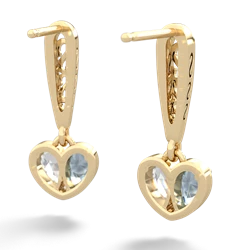 Aquamarine Filligree Heart 14K Yellow Gold earrings E5070