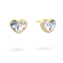 Aquamarine 'Our Heart' 14K Yellow Gold earrings E5072