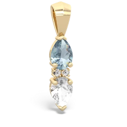 Aquamarine Bowtie Drop 14K Yellow Gold pendant P0865