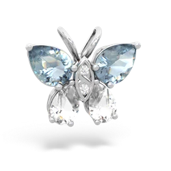 Aquamarine Butterfly 14K White Gold pendant P2215