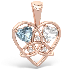 Aquamarine Celtic Trinity Heart 14K Rose Gold pendant P5331