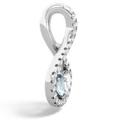 Aquamarine Pave Twist 'One Heart' 14K White Gold pendant P5360