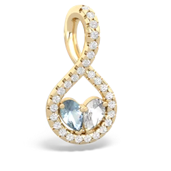 Aquamarine Pave Twist 'One Heart' 14K Yellow Gold pendant P5360