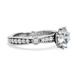 Aquamarine Sparkling Tiara Cluster 14K White Gold ring R26293RD