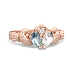 Aquamarine 'Our Heart' Claddagh 14K Rose Gold ring R2388