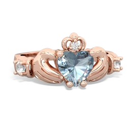 Aquamarine Claddagh Keepsake 14K Rose Gold ring R5245