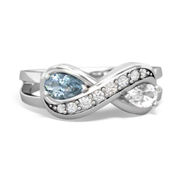 Aquamarine Diamond Infinity 14K White Gold ring R5390