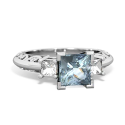 Aquamarine Eternal Embrace Engagement 14K White Gold ring C2001