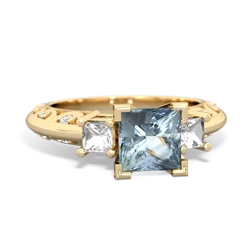 Aquamarine Eternal Embrace Engagement 14K Yellow Gold ring C2001