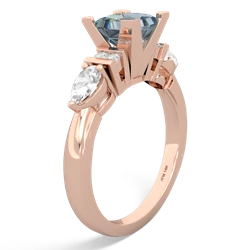 Aquamarine 6Mm Princess Eternal Embrace Engagement 14K Rose Gold ring C2002