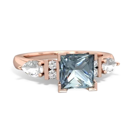 Aquamarine 6Mm Princess Eternal Embrace Engagement 14K Rose Gold ring C2002