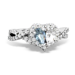 Aquamarine Diamond Twist 'One Heart' 14K White Gold ring R2640HRT