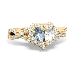 Aquamarine Diamond Twist 'One Heart' 14K Yellow Gold ring R2640HRT