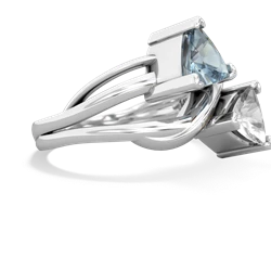 Aquamarine Split Band Swirl 14K White Gold ring R2341