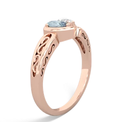 Aquamarine Filligree 'One Heart' 14K Rose Gold ring R5070