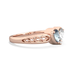 Aquamarine Filligree 'One Heart' 14K Rose Gold ring R5070