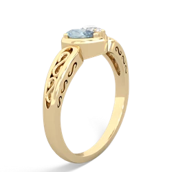 Aquamarine Filligree 'One Heart' 14K Yellow Gold ring R5070