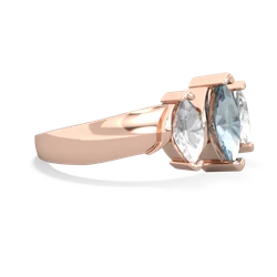 Aquamarine Three Peeks 14K Rose Gold ring R2433