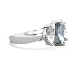 Aquamarine Three Peeks 14K White Gold ring R2433