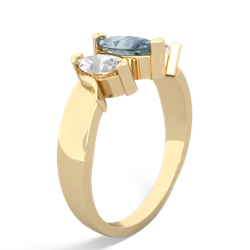 Aquamarine Three Peeks 14K Yellow Gold ring R2433