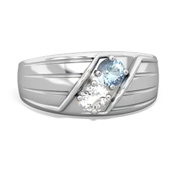 Aquamarine Men's Streamline 14K White Gold ring R0460