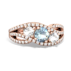 Aquamarine Three Stone Aurora 14K Rose Gold ring R3080