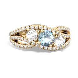 Aquamarine Three Stone Aurora 14K Yellow Gold ring R3080