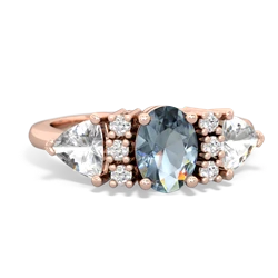 Aquamarine Antique Style Three Stone 14K Rose Gold ring R2186