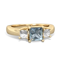 Aquamarine Three Stone Trellis 14K Yellow Gold ring R4015