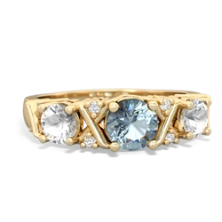 Aquamarine Hugs And Kisses 14K Yellow Gold ring R5016