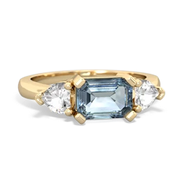 Aquamarine Three Stone 14K Yellow Gold ring R5235