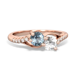 Aquamarine Infinity Pave Two Stone 14K Rose Gold ring R5285