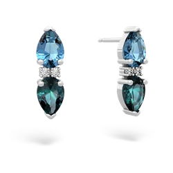 Blue Topaz Bowtie Drop 14K White Gold earrings E0865