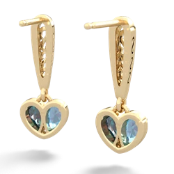 Blue Topaz Filligree Heart 14K Yellow Gold earrings E5070