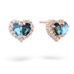 Blue Topaz Halo 14K Rose Gold earrings E7008