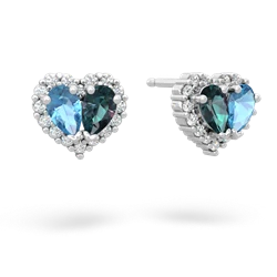 Blue Topaz Halo 14K White Gold earrings E7008