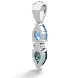 Blue Topaz Bowtie Drop 14K White Gold pendant P0865