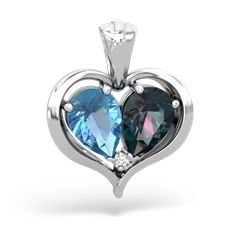 Blue Topaz Two Become One 14K White Gold pendant P5330