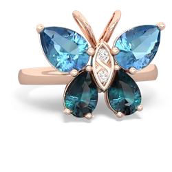 Blue Topaz Butterfly 14K Rose Gold ring R2215