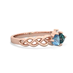 Blue Topaz Heart To Heart Braid 14K Rose Gold ring R5870