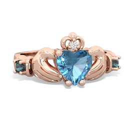 Blue Topaz Claddagh Keepsake 14K Rose Gold ring R5245