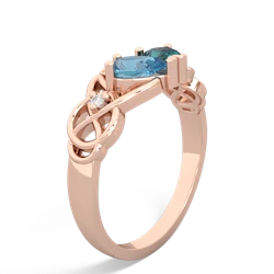 Blue Topaz 'One Heart' Celtic Knot Claddagh 14K Rose Gold ring R5322