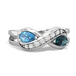 Blue Topaz Diamond Infinity 14K White Gold ring R5390