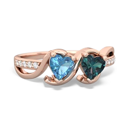 Blue Topaz Side By Side 14K Rose Gold ring R3090