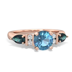 Blue Topaz 6Mm Round Eternal Embrace Engagement 14K Rose Gold ring R2005