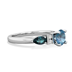 Blue Topaz 6Mm Round Eternal Embrace Engagement 14K White Gold ring R2005