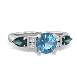 Blue Topaz 6Mm Round Eternal Embrace Engagement 14K White Gold ring R2005